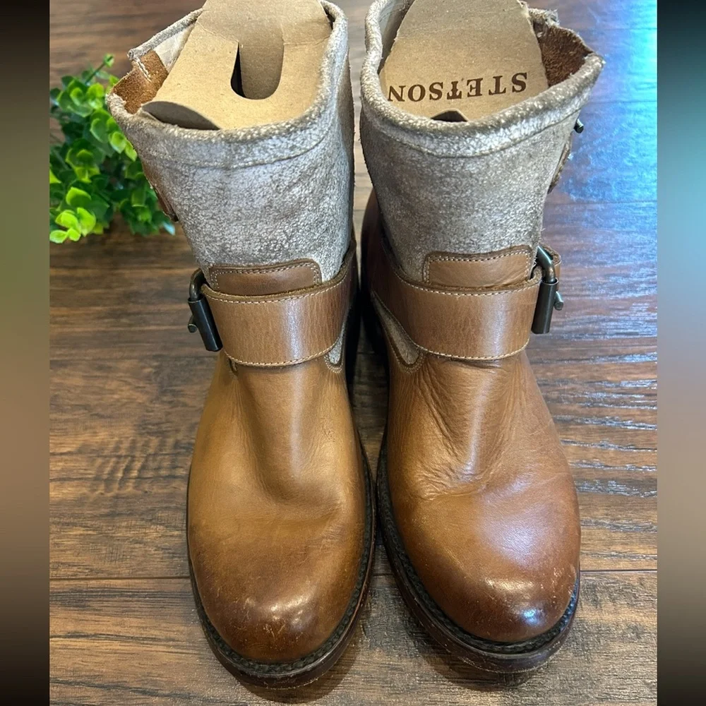 STETSON WOMENS MIA Western Boots - size 6.5 - ankle boots leather brown tan - Picture 2 of 16